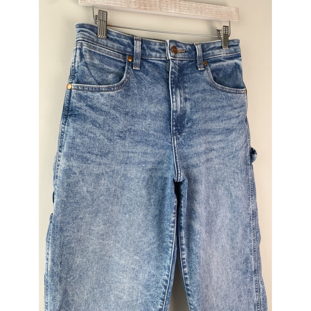 Wrangler Womens Carpenter Jeans 28 Blue High Rise Straight Leg Utility 90s Baggy - Picture 5 of 16
